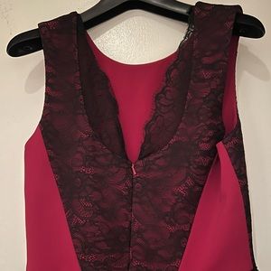 Jay Godfrey Maroon & Black Lace Mini Dress